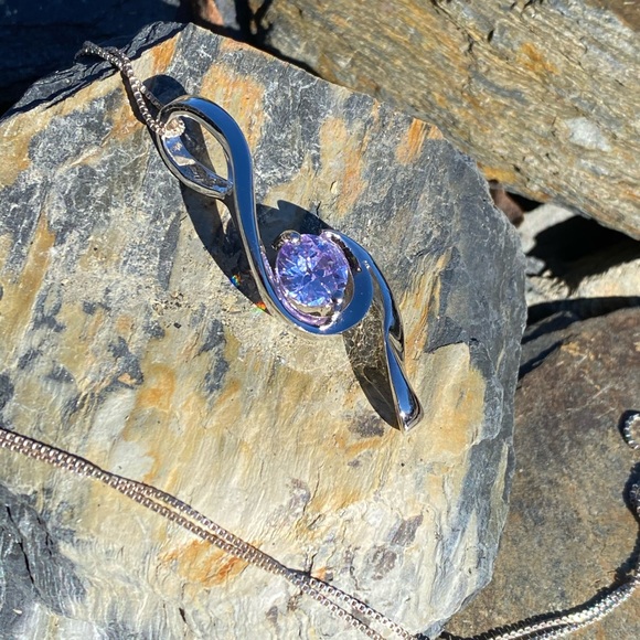 New! Sterling Silver Amethyst Necklace - Picture 4 of 4